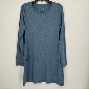 Athleta Uptempo Dress Heather Blue Long Sleeve Pockets Womens Size Medium